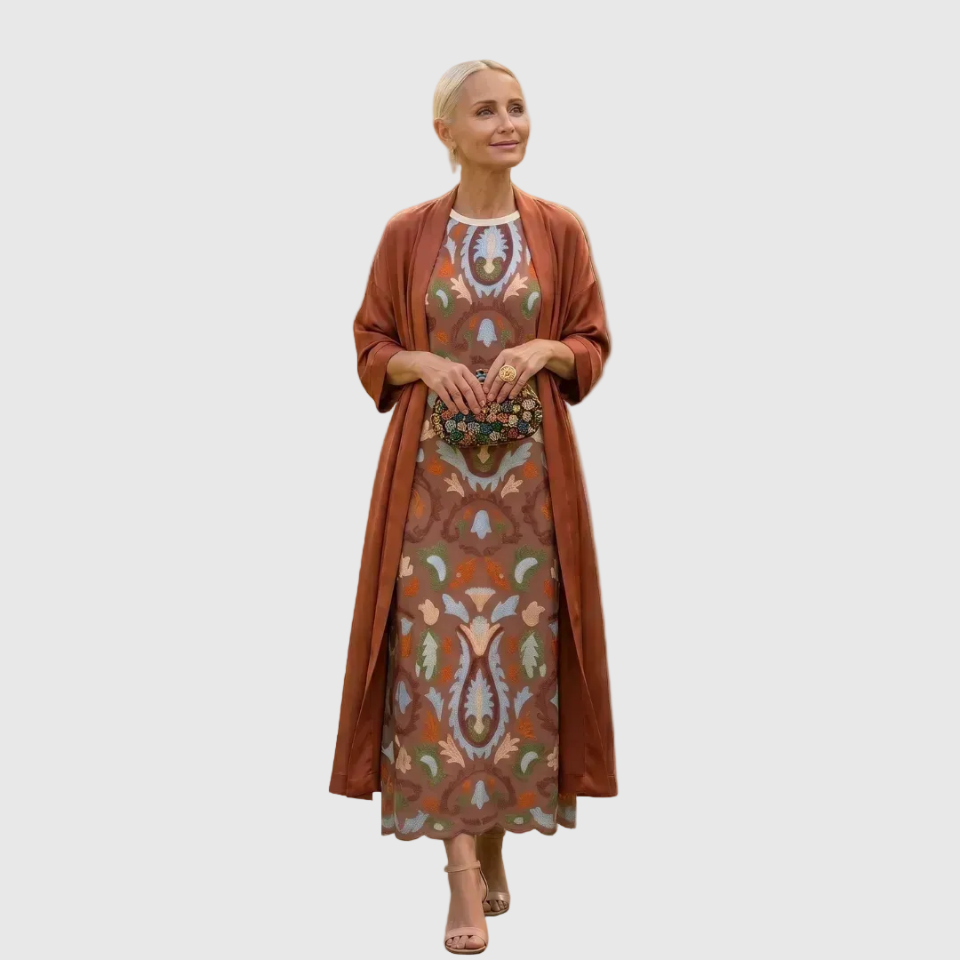 Damen Midikleid Emma – Ornamentales Muster mit Duster