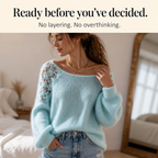 Damen Strickpullover Emma – Spitzendetail, schulterfreier Ausschnitt