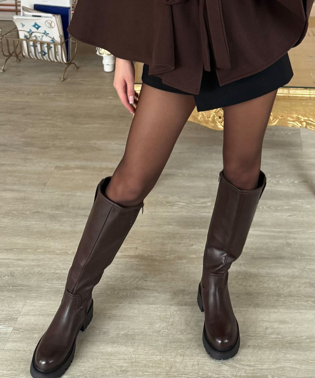 Damen Stiefel Langschaft Chira – Braun, Gefüttert