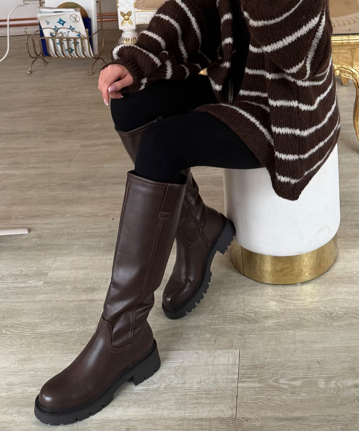 Damen Stiefel Langschaft Chira – Braun, Gefüttert