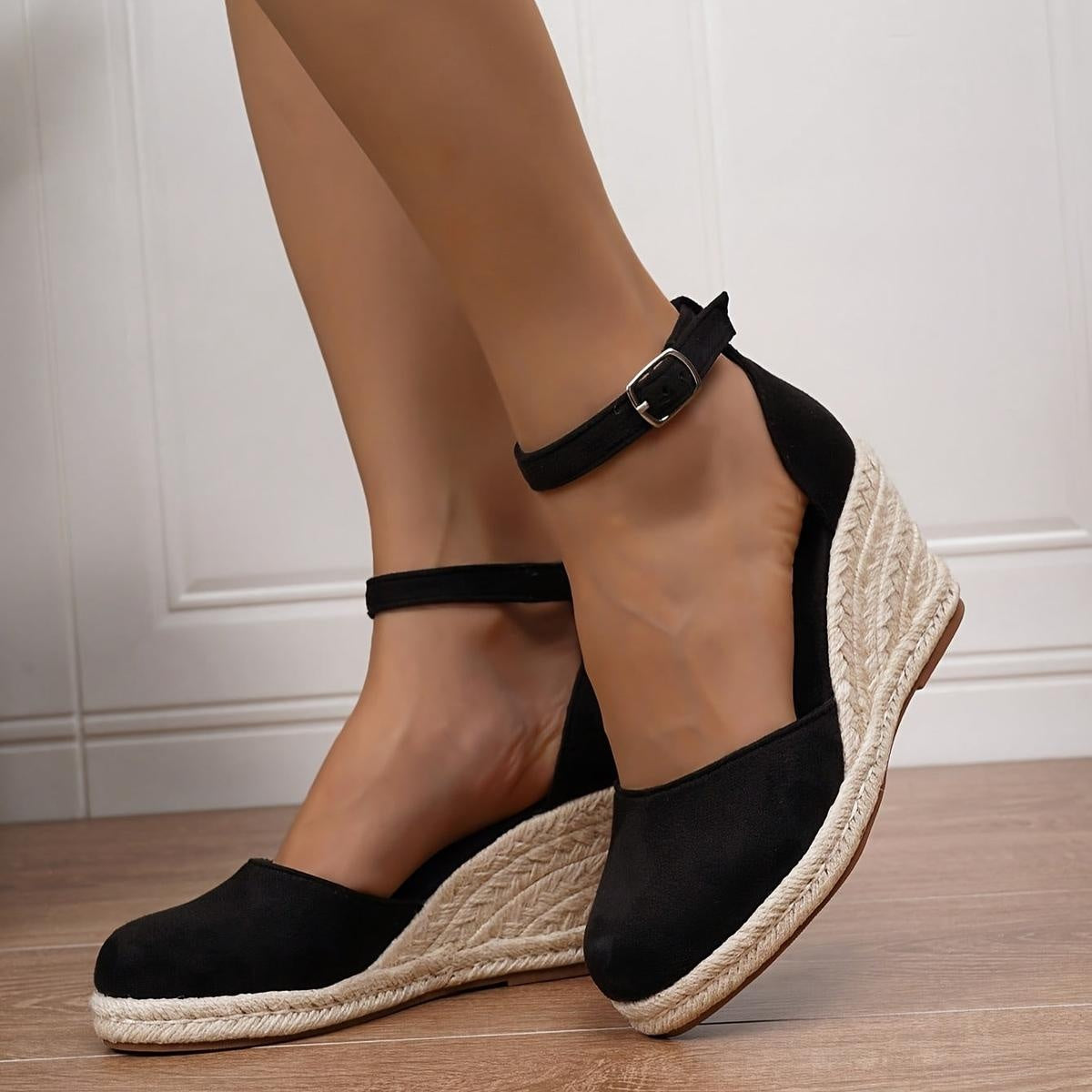 Damen Keilsandalen Sophie – Esparto-Plattform, Fesselriemen