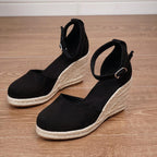 Damen Keilsandalen Sophie – Esparto-Plattform, Fesselriemen