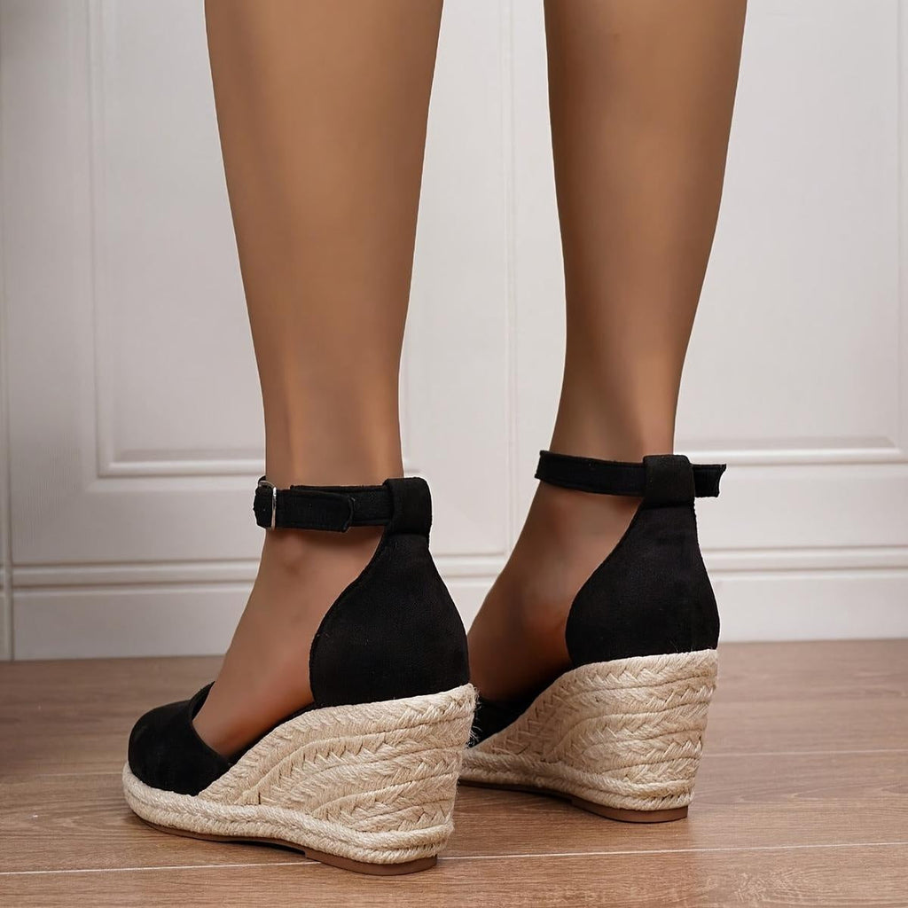 Damen Keilsandalen Sophie – Esparto-Plattform, Fesselriemen