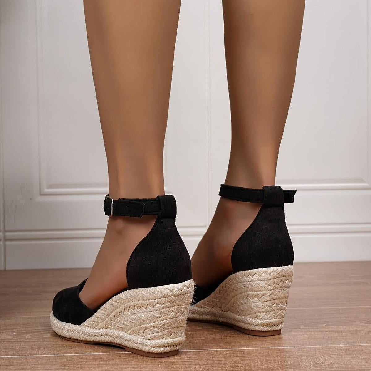 Damen Keilsandalen Sophie – Esparto-Plattform, Fesselriemen