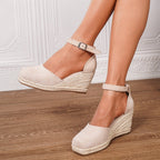 Damen Keilsandalen Sophie – Esparto-Plattform, Fesselriemen