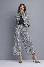 Damen Tweed Anzug Emma – Blazer kurz mit Palazzo-Hose