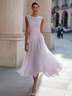 Damen Midi-Kleid Sophia – Elegantes Drapé, fließender Faltenrock