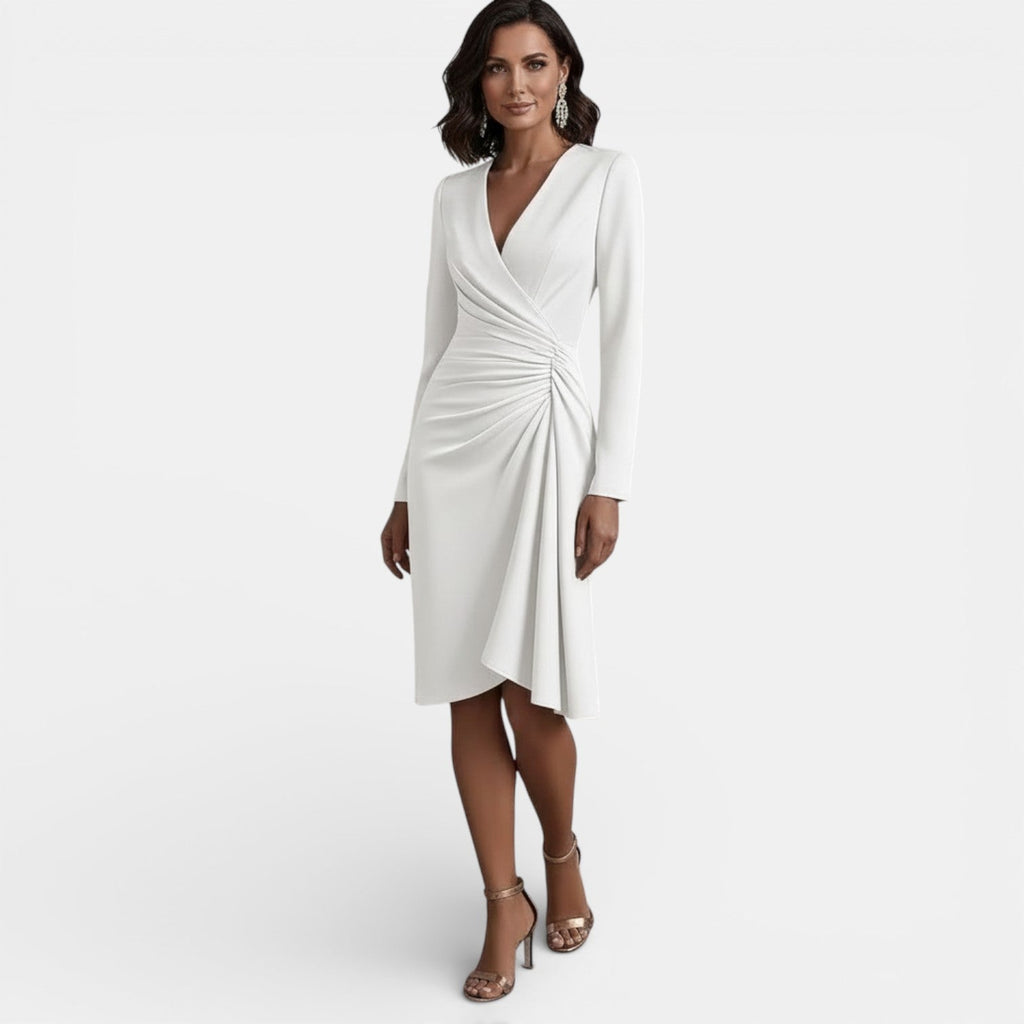 Damen Midikleid Emma – A-Linie mit V-Ausschnitt, elegant