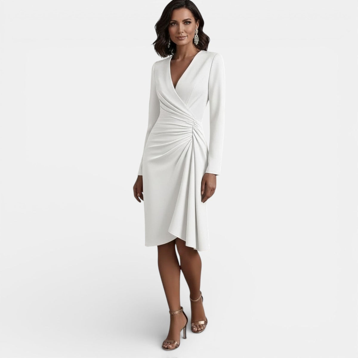 Damen Midikleid Emma – A-Linie mit V-Ausschnitt, elegant