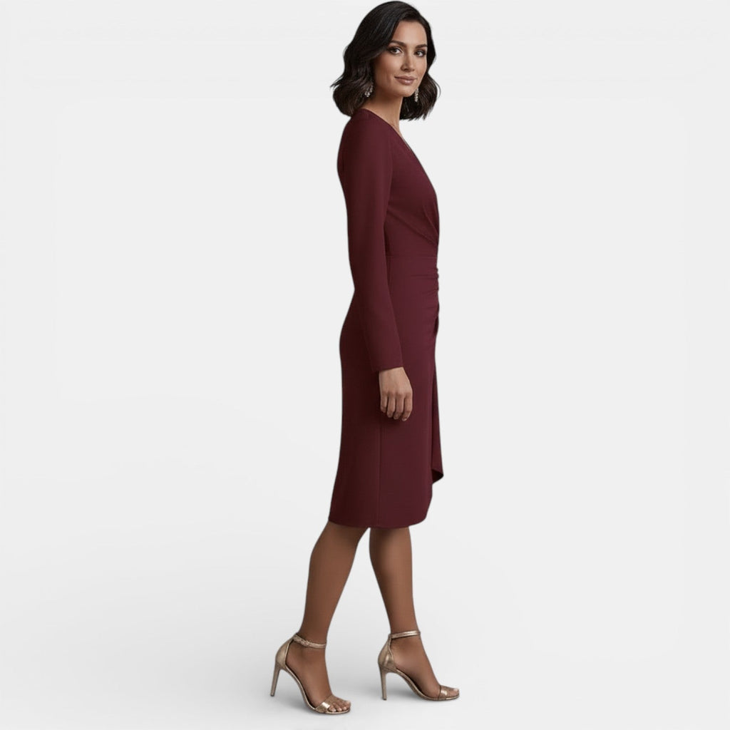 Damen Midikleid Emma – A-Linie mit V-Ausschnitt, elegant