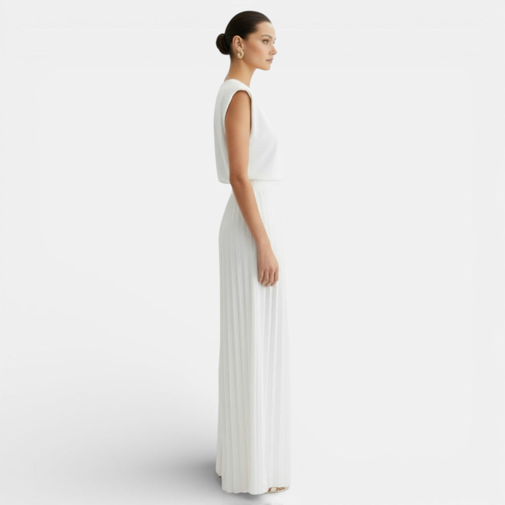 Damen Hosenanzug Greta – Ärmellos mit Plissee Wide Leg