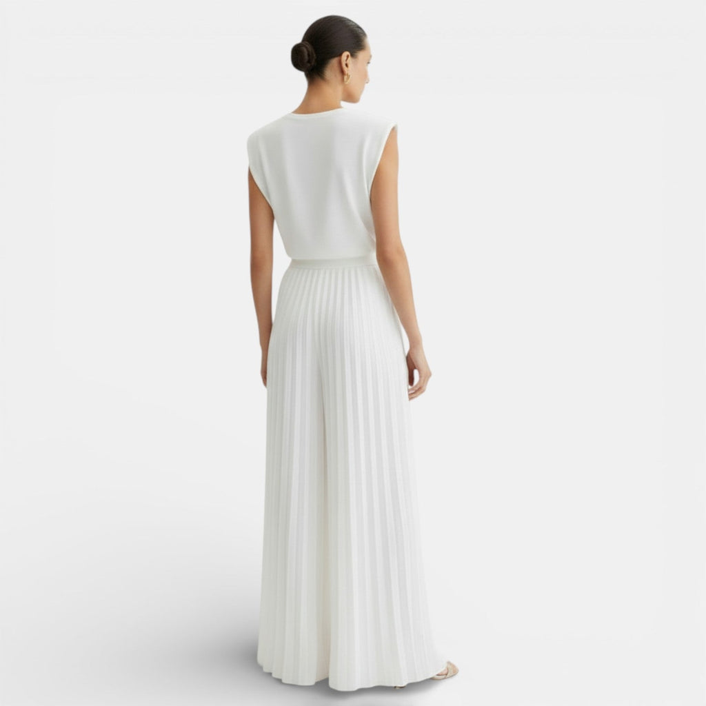 Damen Hosenanzug Greta – Ärmellos mit Plissee Wide Leg