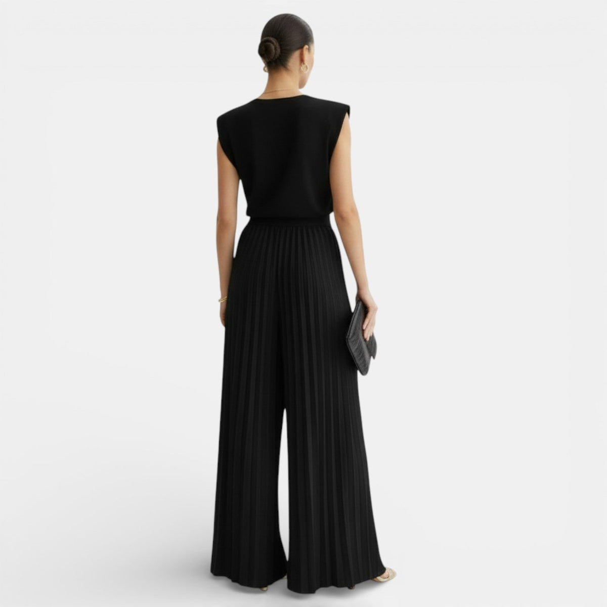 Damen Hosenanzug Greta – Ärmellos mit Plissee Wide Leg