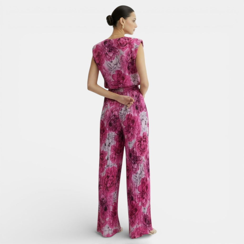 Damen Hosenanzug Greta – Ärmellos mit Plissee Wide Leg