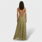 Damen Partykleid Lena – Lang, Floralprint, offener Rücken