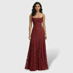 Damen Partykleid Lena – Lang, Floralprint, offener Rücken