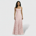 Damen Partykleid Lena – Lang, Floralprint, offener Rücken