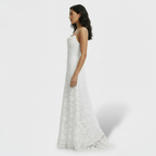 Damen Partykleid Lena – Lang, Floralprint, offener Rücken