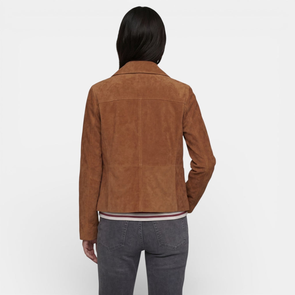 Damen Wildlederjacke Greta – Braun, Weiches Leder, Übergangsjacke