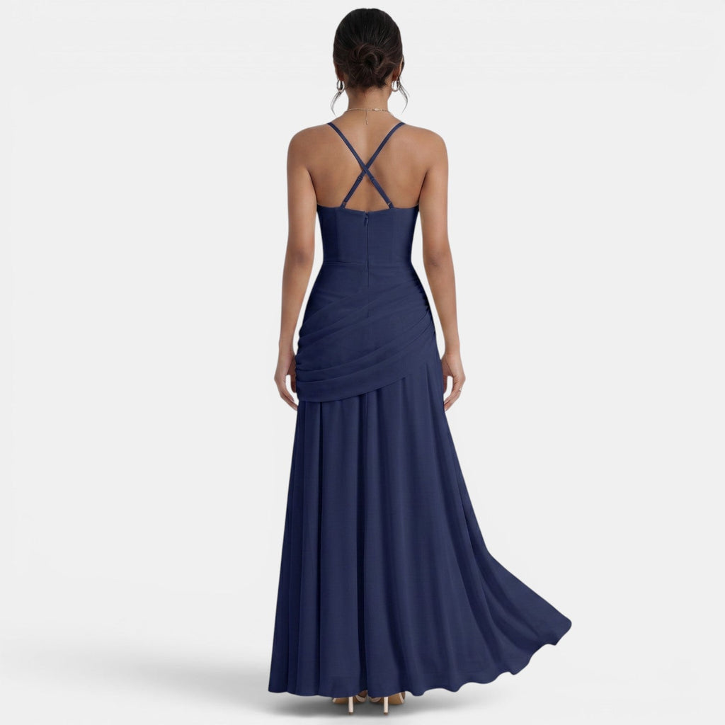 Damen Abendkleid lang Emma – Eleganter Etuischnitt in Gelb