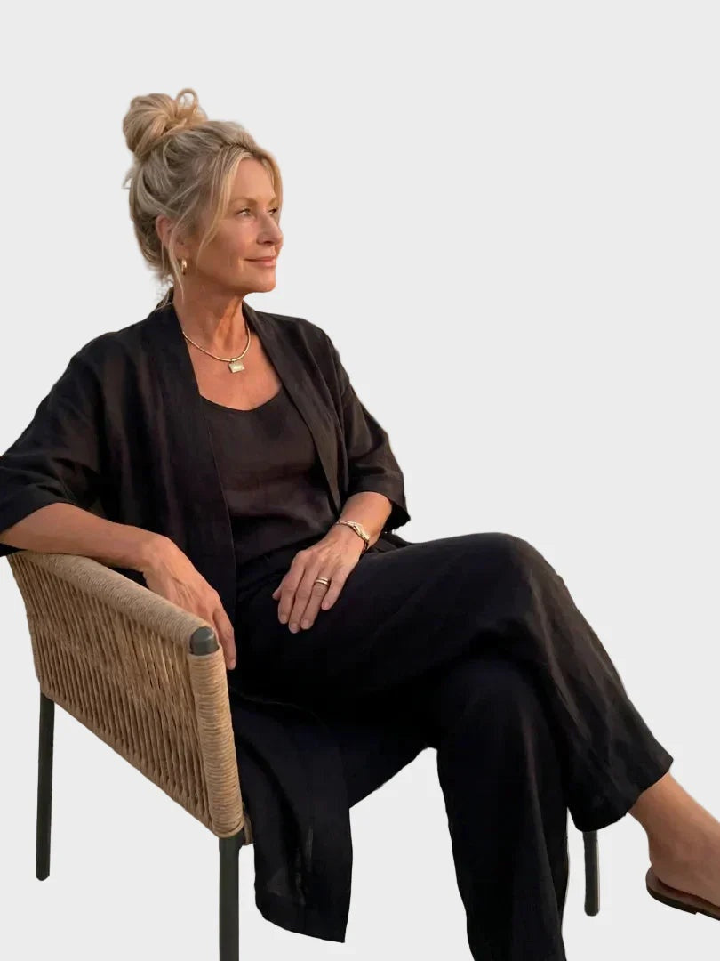 Damen Leinenanzug Emma – Weites Schnittmuster, 3-teilig