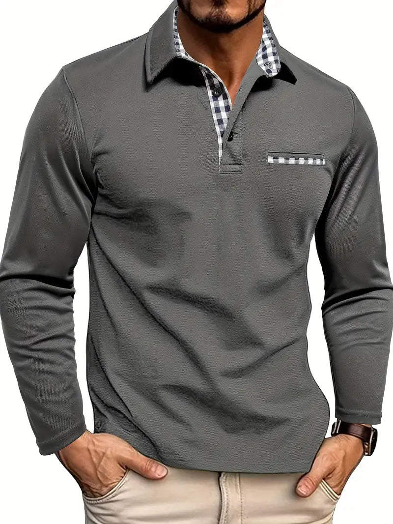 Herren Polo Langarm Paul – Baumwolle, taillierter Schnitt