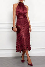 Damen Midikleid Clara – Hochzeitskleid mit Spitze & Stehkragen