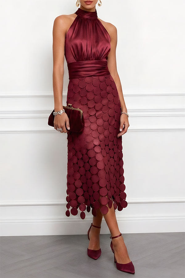 Damen Midikleid Clara – Hochzeitskleid mit Spitze & Stehkragen