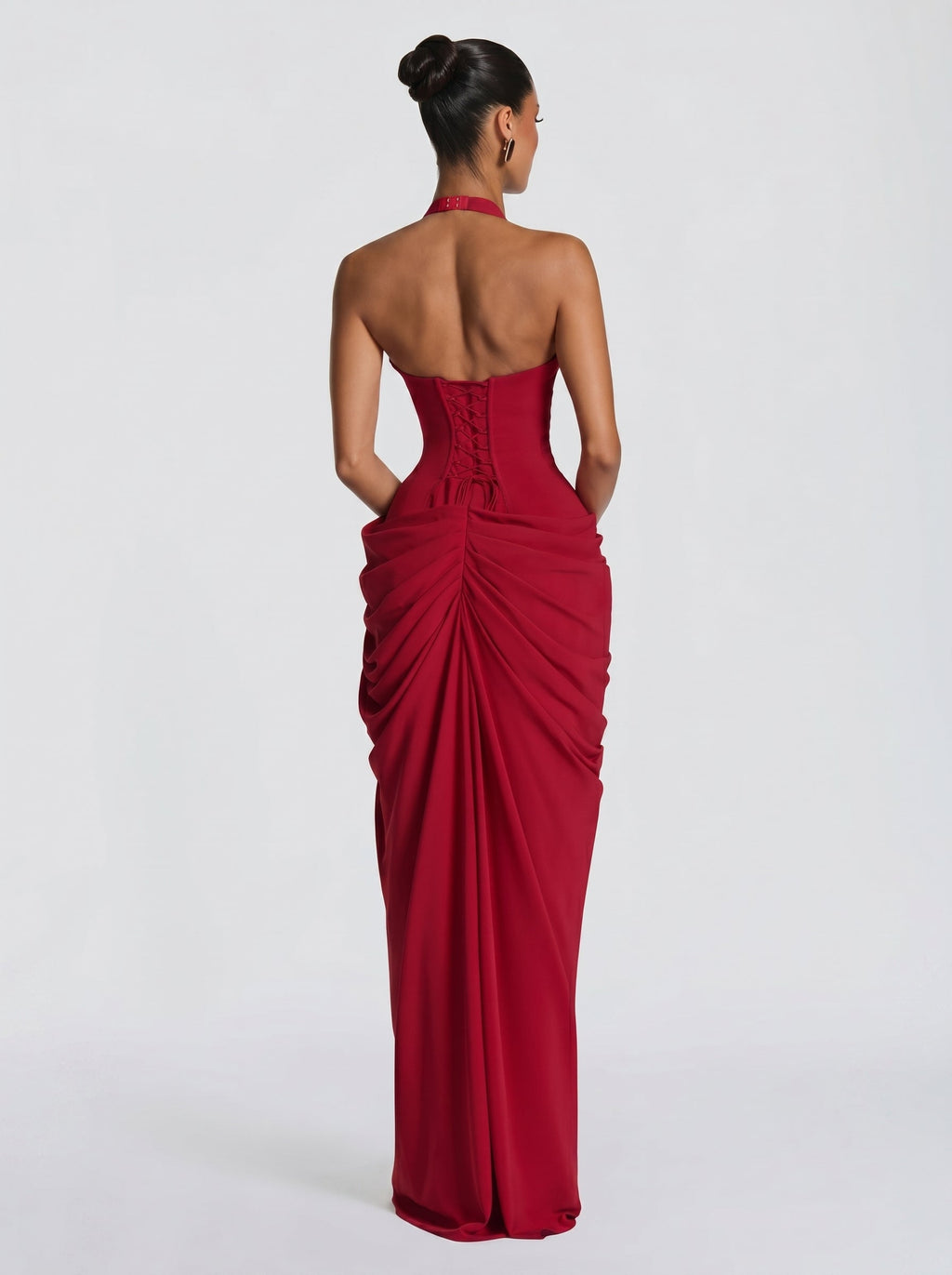 Damen Abendkleid Emma – Neckholder, Seitenschlitz, fließend