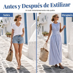 Damen Kleid Sophie – Gestreift mit Wickelgürtel, fließend