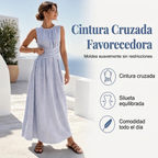 Damen Kleid Sophie – Gestreift mit Wickelgürtel, fließend