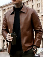 Herren Lederjacke Diego – Motorrad-Style, Reißverschluss
