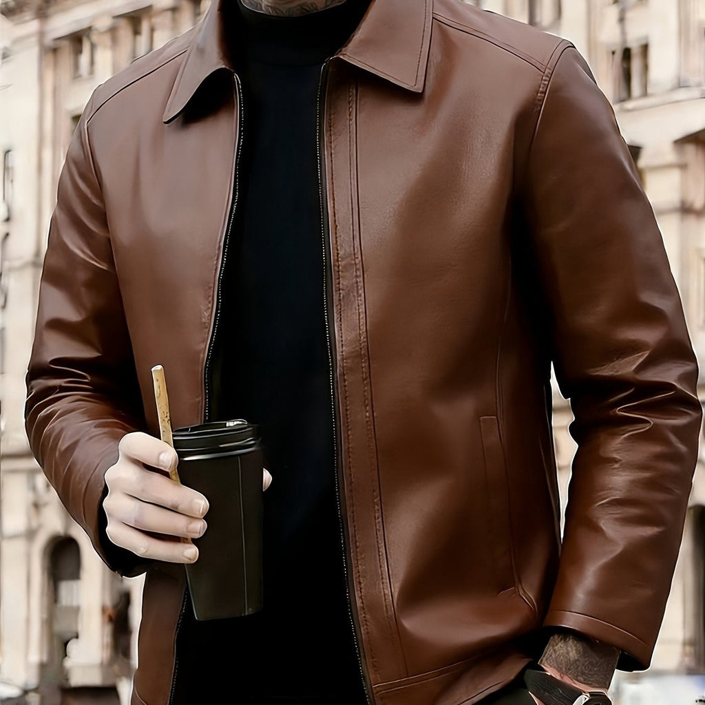 Herren Lederjacke Diego – Motorrad-Style, Reißverschluss