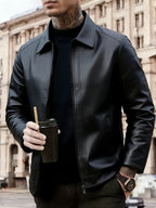 Herren Lederjacke Diego – Motorrad-Style, Reißverschluss