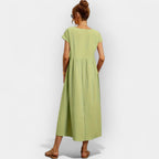 Damen Midi-Kleid Katharina – Baumwolle mit Taschen, Kurzarm