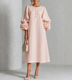 Vestido Midi para Mujer de Chambray Denim con Rosetas 3D