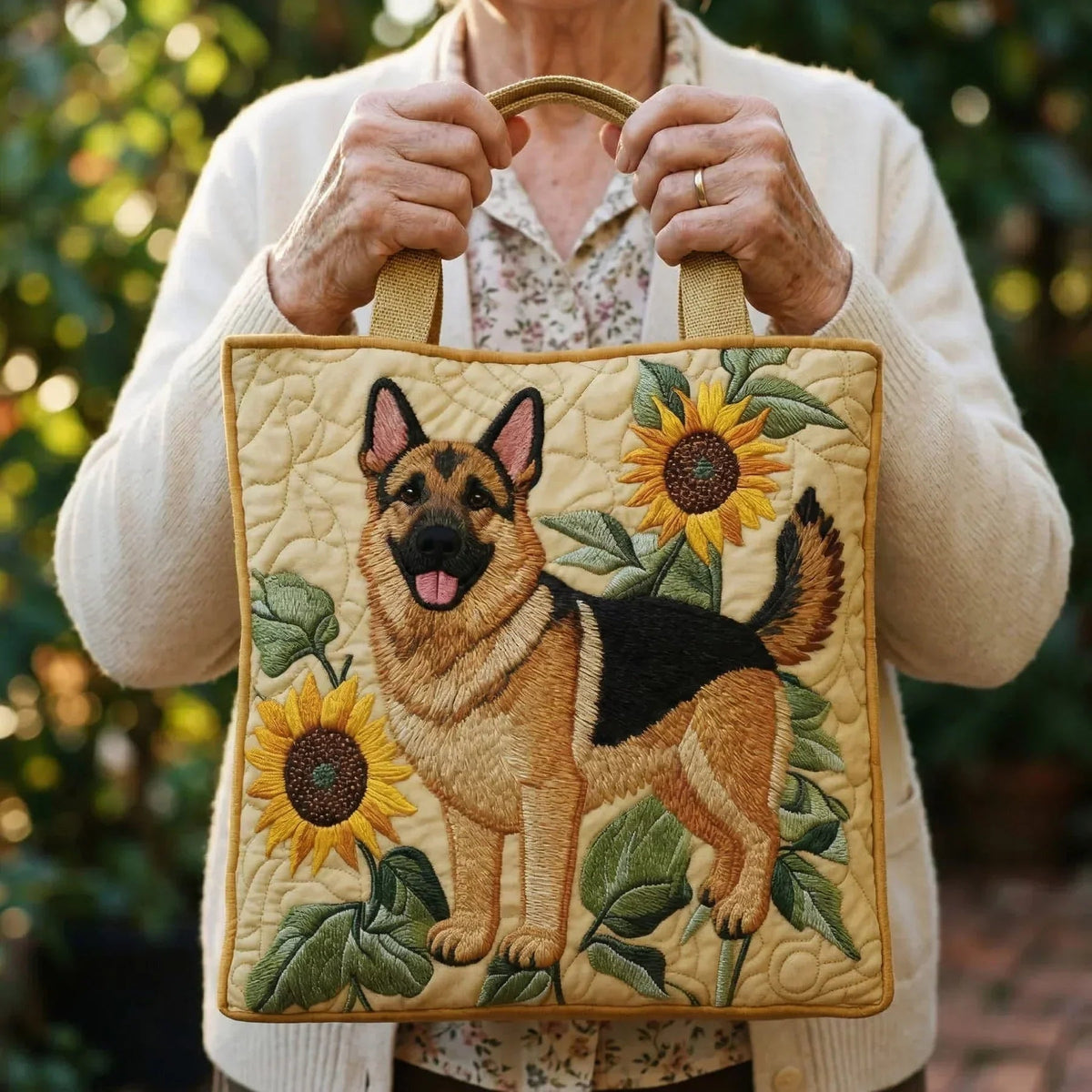 Damen Tote Bag Sophie – Handgesteppt, Patchwork, einzigartiger Print