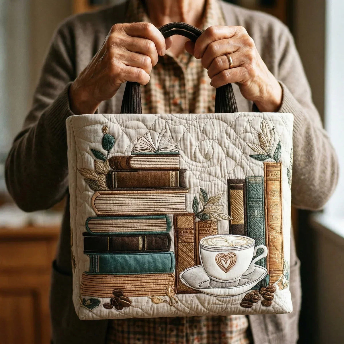 Damen Tote Bag Sophie – Handgesteppt, Patchwork, einzigartiger Print