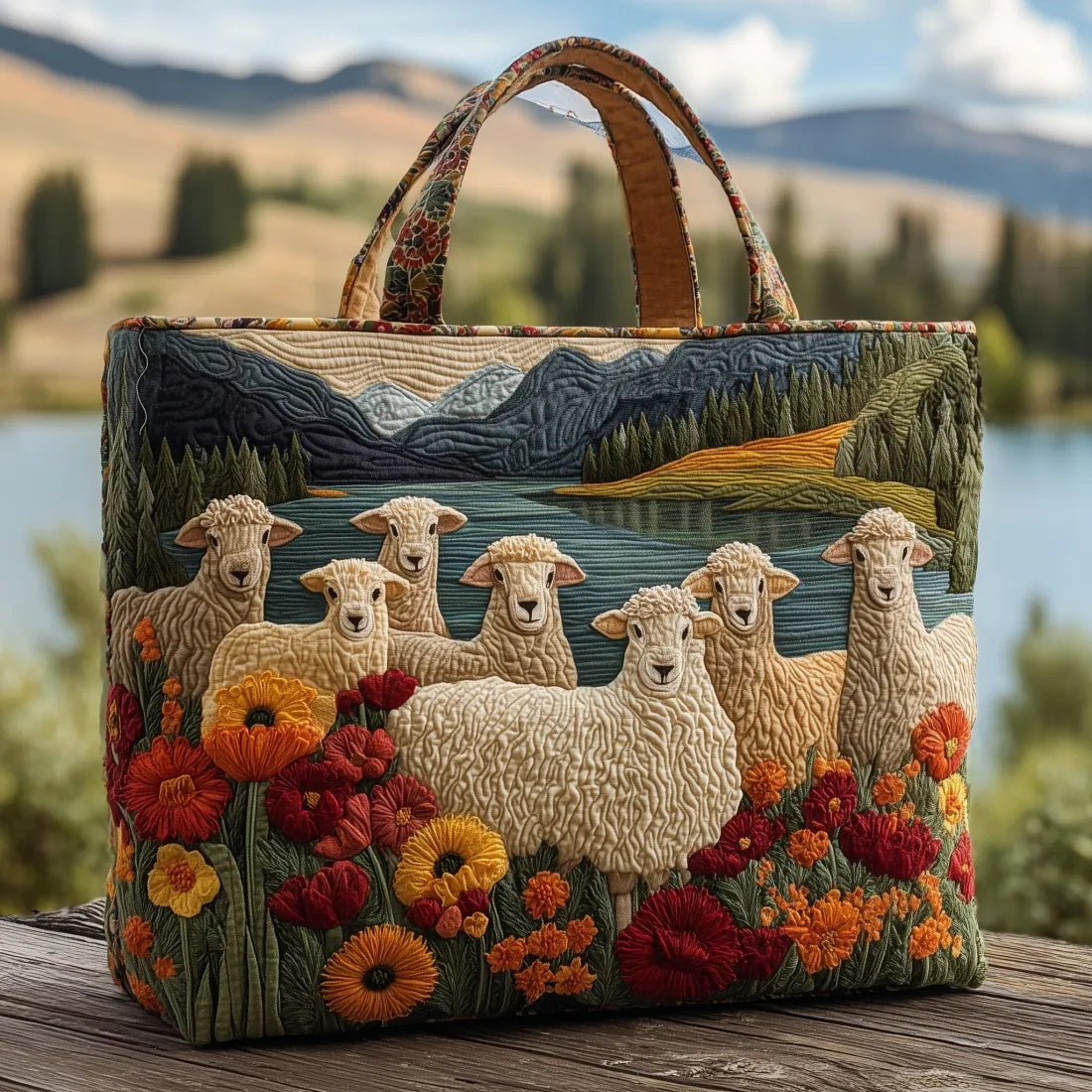 Damen Tote Bag Sophie – Handgesteppt, Patchwork, einzigartiger Print