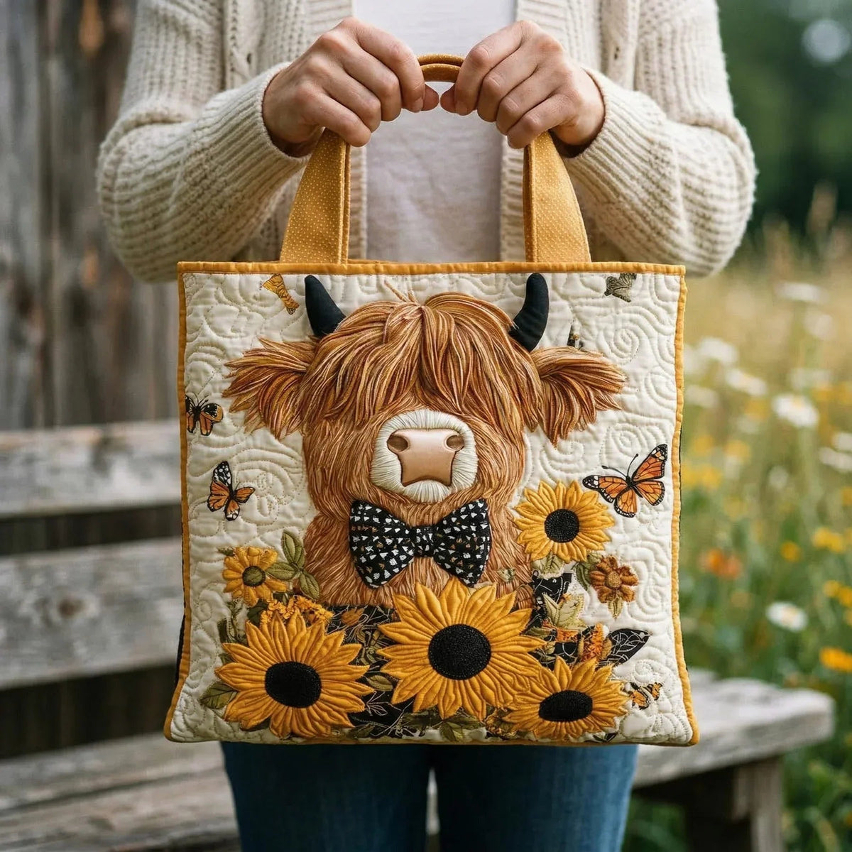 Damen Tote Bag Sophie – Handgesteppt, Patchwork, einzigartiger Print