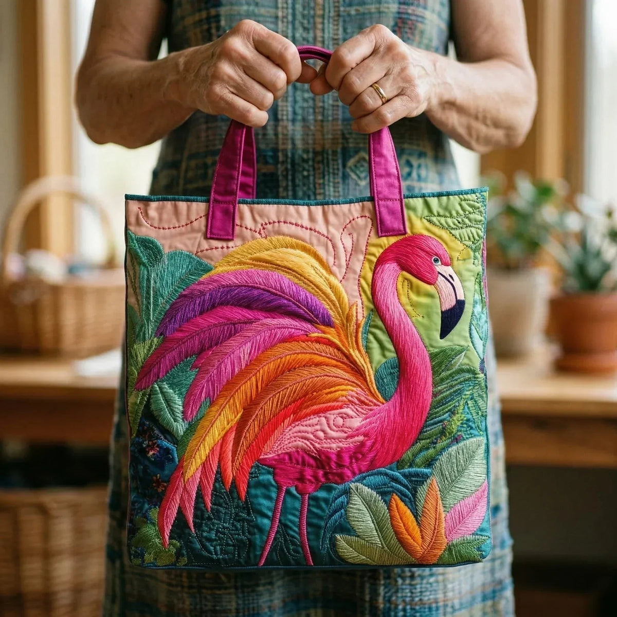 Damen Tote Bag Sophie – Handgesteppt, Patchwork, einzigartiger Print