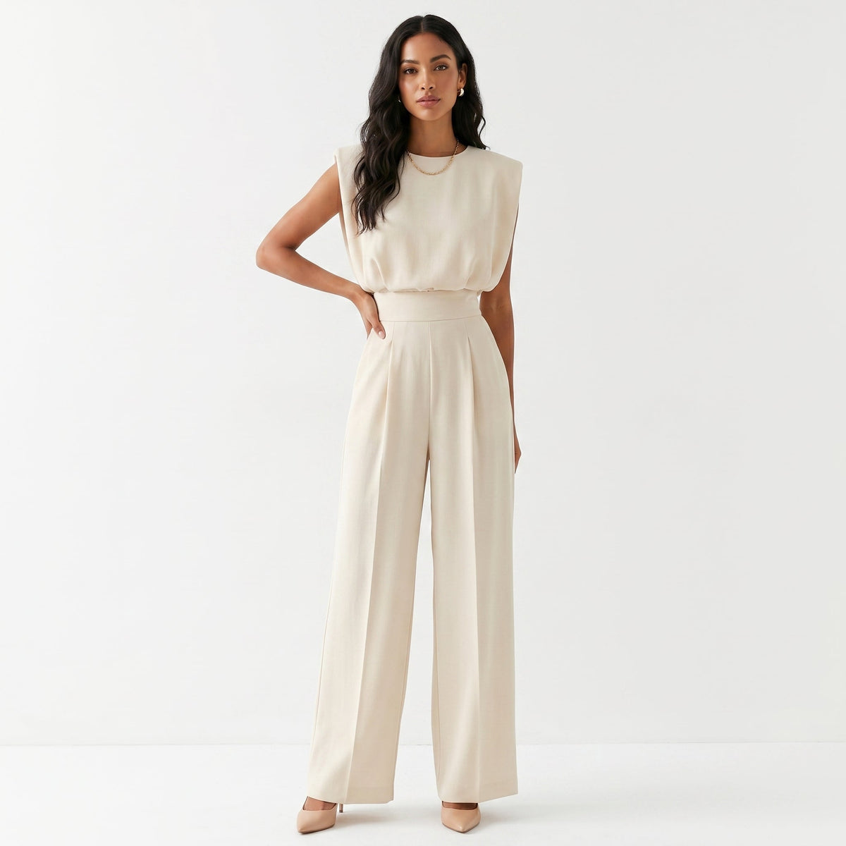 Damen Jumpsuit Emma – Eleganter Palazzo-Schnitt, Hochbund