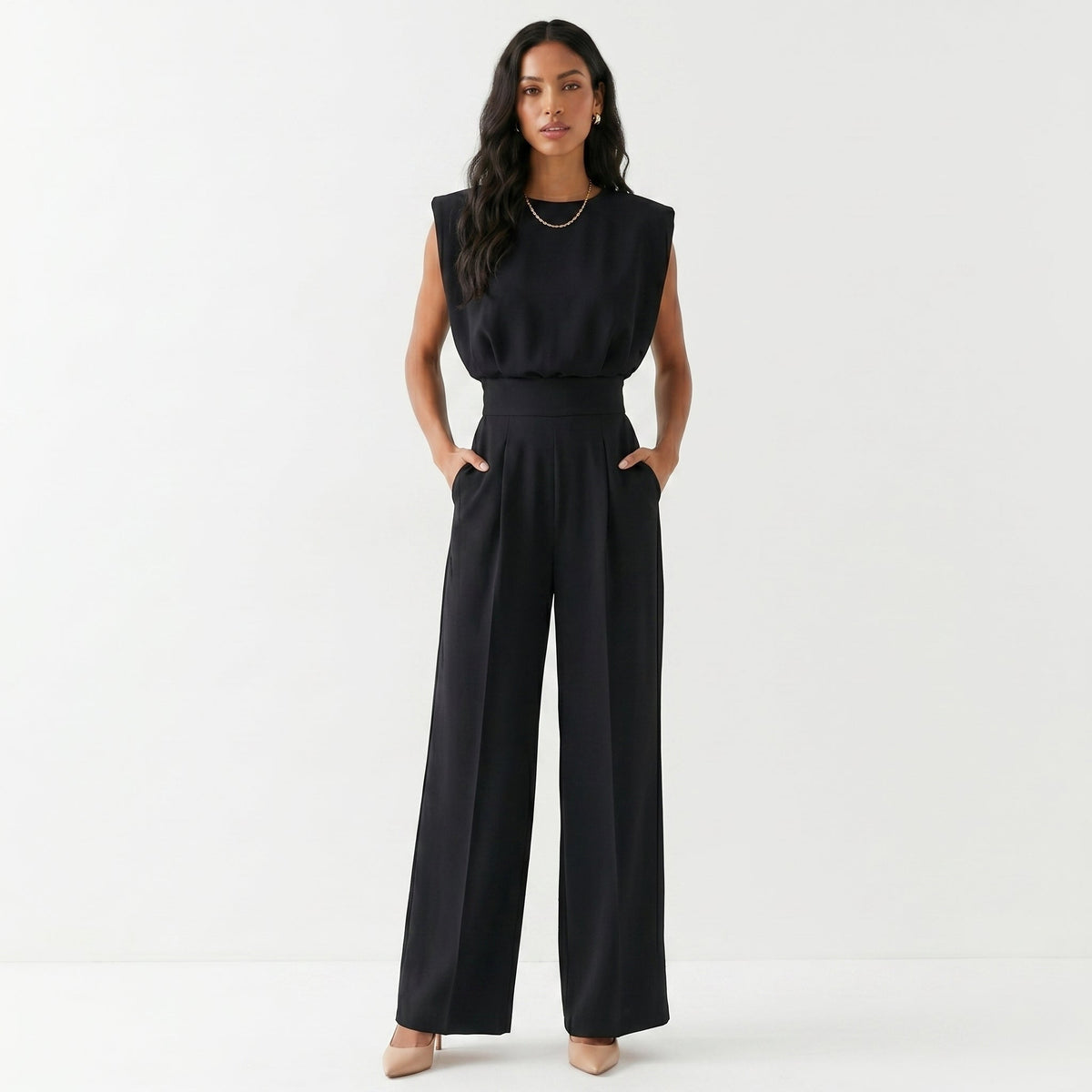Damen Jumpsuit Emma – Eleganter Palazzo-Schnitt, Hochbund