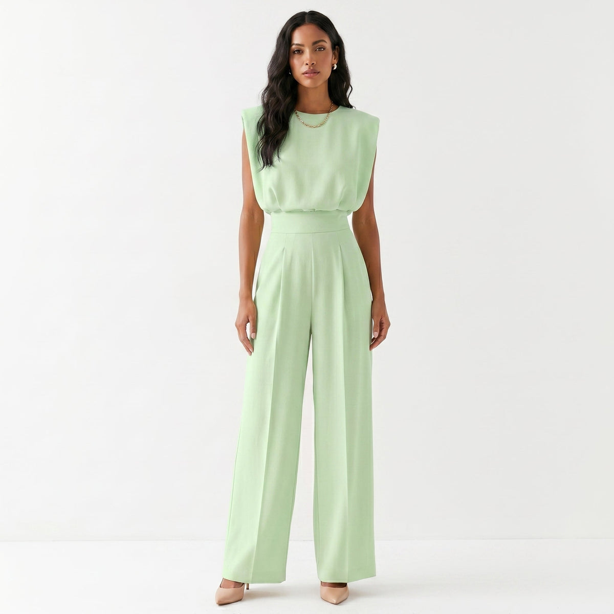 Damen Jumpsuit Emma – Eleganter Palazzo-Schnitt, Hochbund