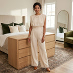 Damen Jumpsuit Emma – Eleganter Palazzo-Schnitt, Hochbund