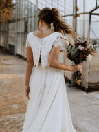 Damen Hochzeitskleid zweiteilig Clara – Spitze asymmetrisch lang