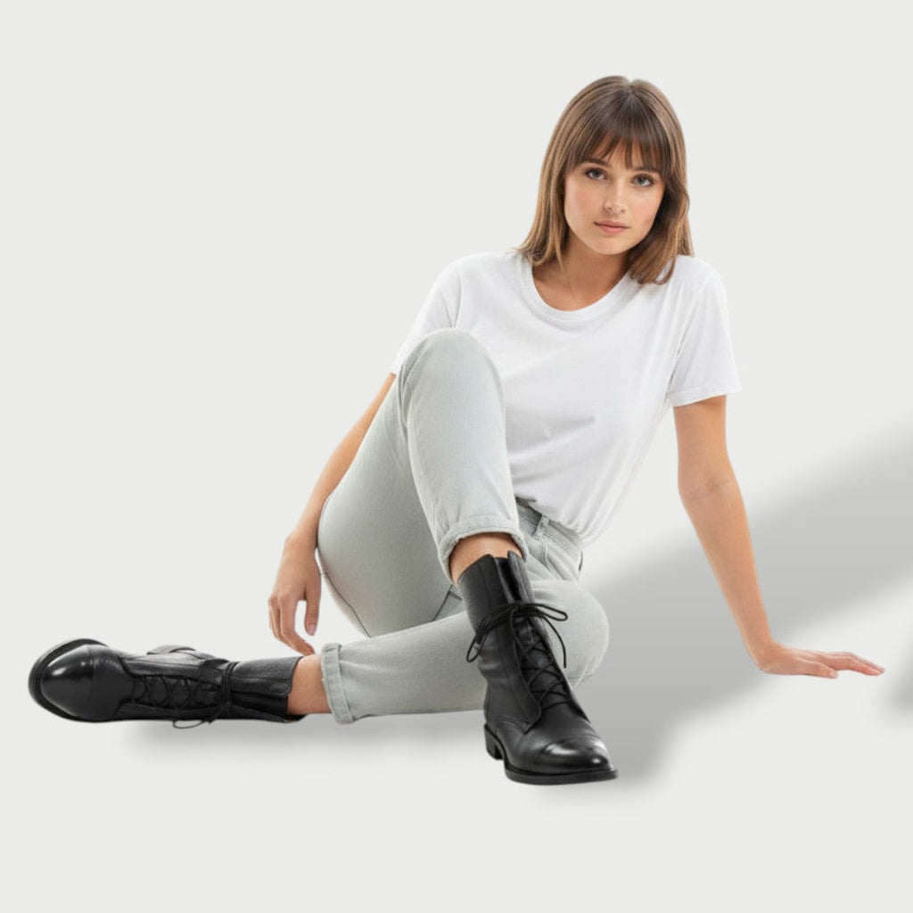 Damen Stiefel Charlotte – Echtleder, Mittelschaft, Vintage