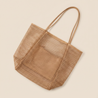 Damen Strandtasche Raffia Groß – Beige Mesh, leicht & praktisch