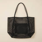 Damen Strandtasche Raffia Groß – Beige Mesh, leicht & praktisch