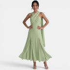 Damen Langkleid Emma – Gaze mit Schleife, Slim Fit